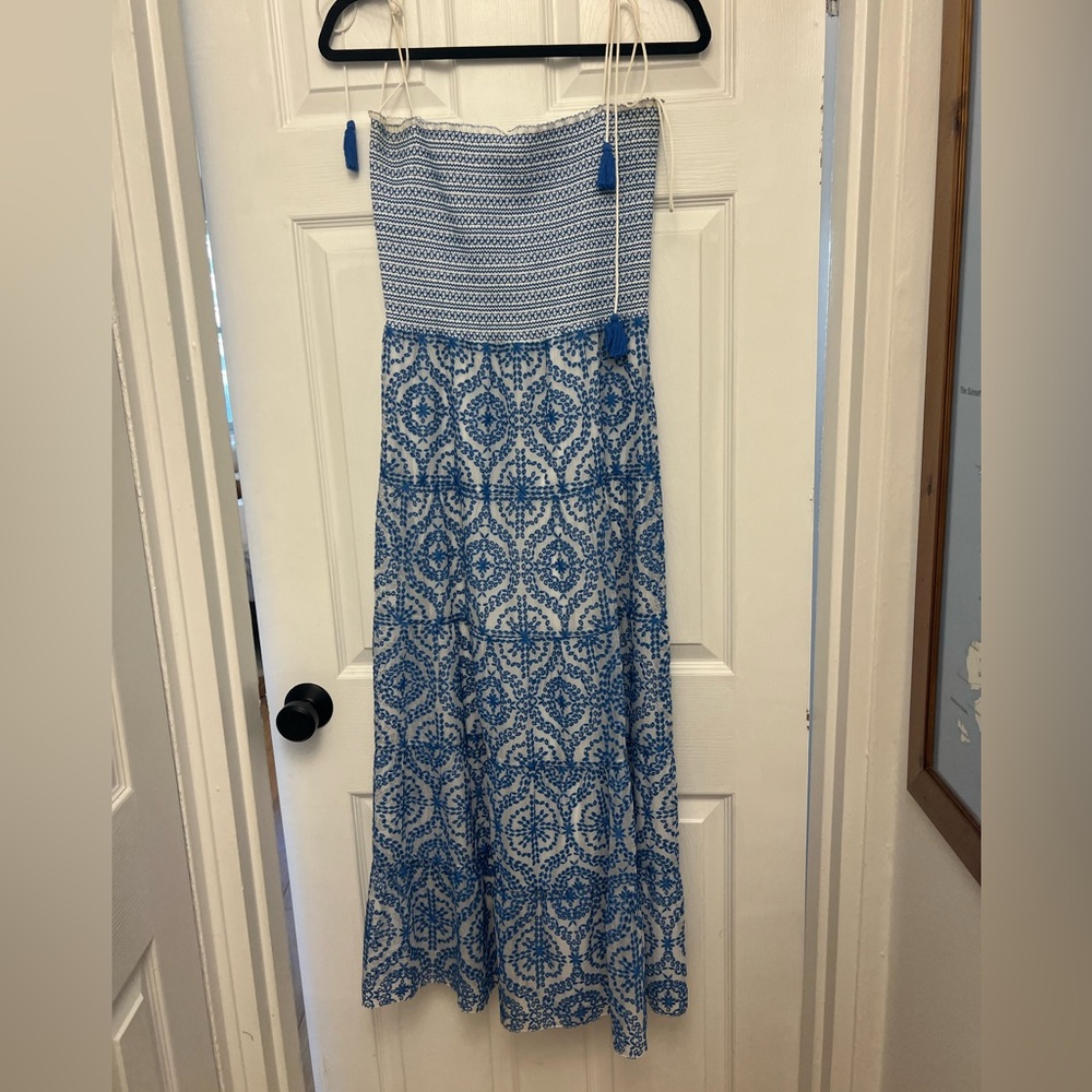 Alice + Olivia Marna Tiered Midi Tie Strap Dress